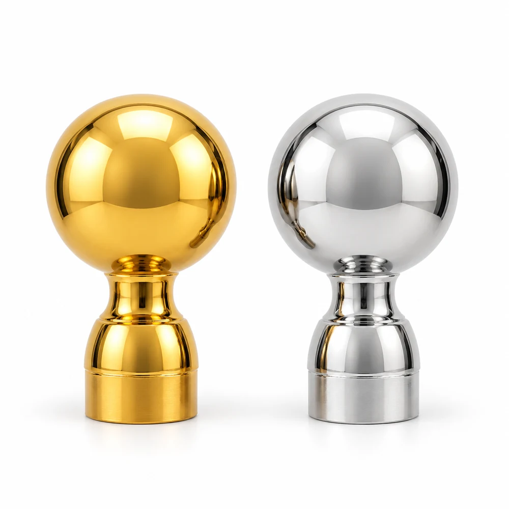 Ball finials on a white background