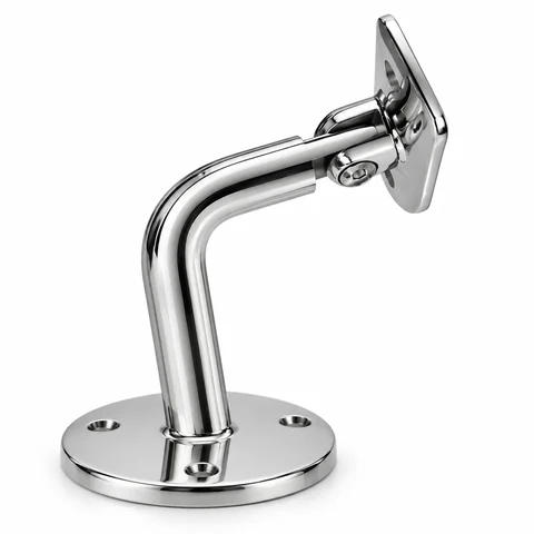 Curved handrail bracket on a white background