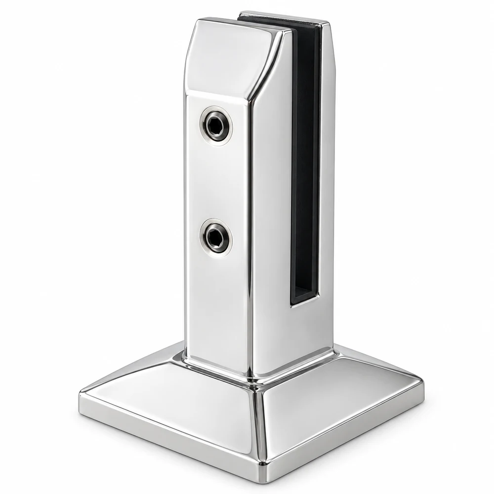 Square-base glass spigot on a white background